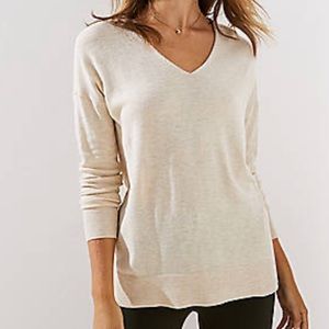 Loft V-neck Sweater Cream Oatmeal Sz M